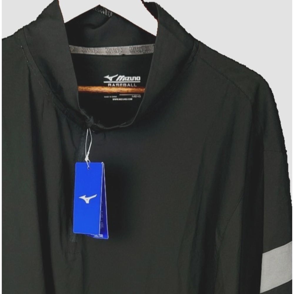 Mizuno NWT Baseball Shirt Mens XXXL Short Sleeve Pullover Black Gray 1/4 Zip 3XL